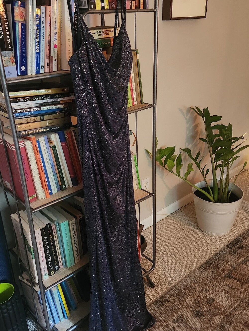Laundry By Shelli Segal Navy Glitter Gown Dress